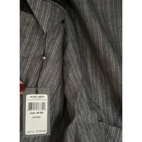 John Varvatos Austin Jacket Black/Gray Texture Plaid Wool/Angora Sz Italy 48 NWT - Picture 16 of 16